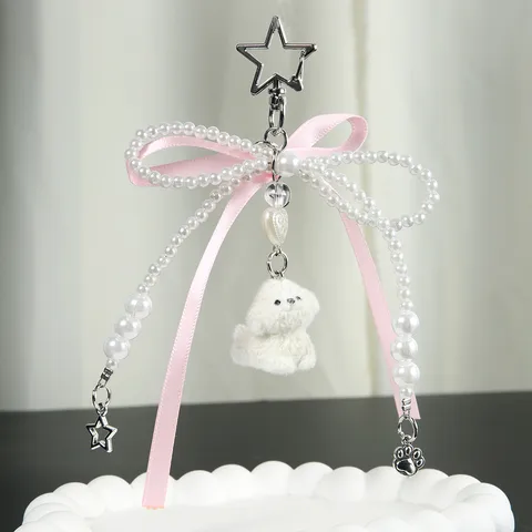 ⭐ Portachiavi a forma di cane con perline kawaii – Papillon