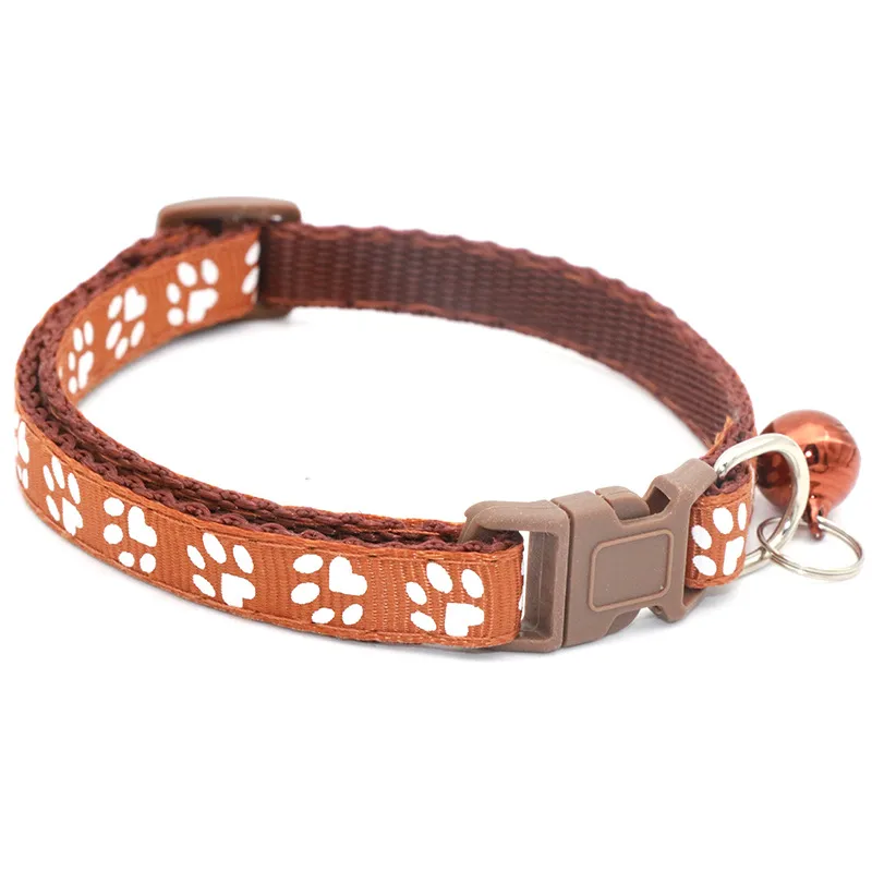 🐾 Collier pour petit chien – Motif Pattes avec Clochette