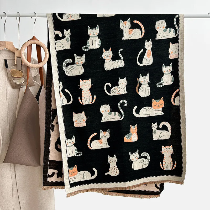 Écharpe chat double face – douce & cocooning