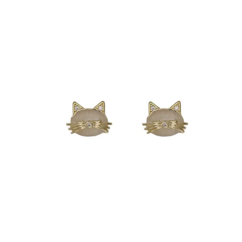 Boucles d’oreilles chat discrètes – tige argent sterling 925, légères et confortables