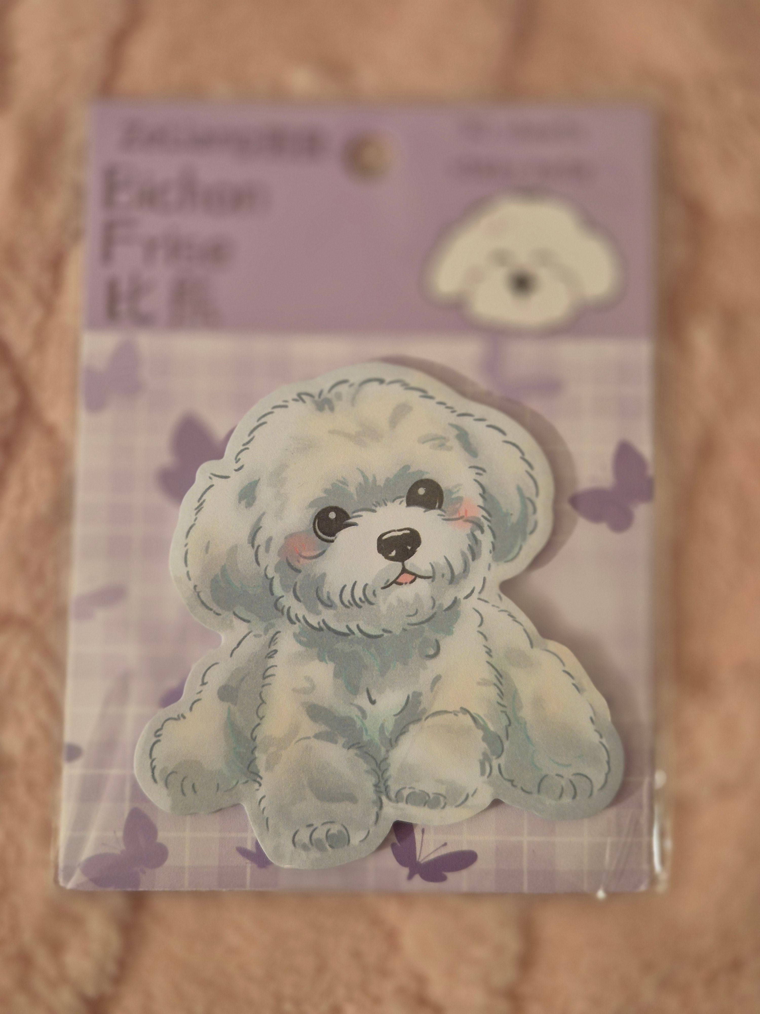 Bloc-notes adhésif chien mignon – format carré (30 feuilles)