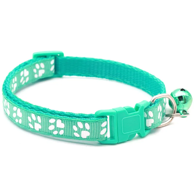 🐾 Collier pour petit chien – Motif Pattes avec Clochette