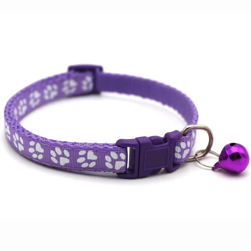🐾 Collier pour petit chien – Motif Pattes avec Clochette