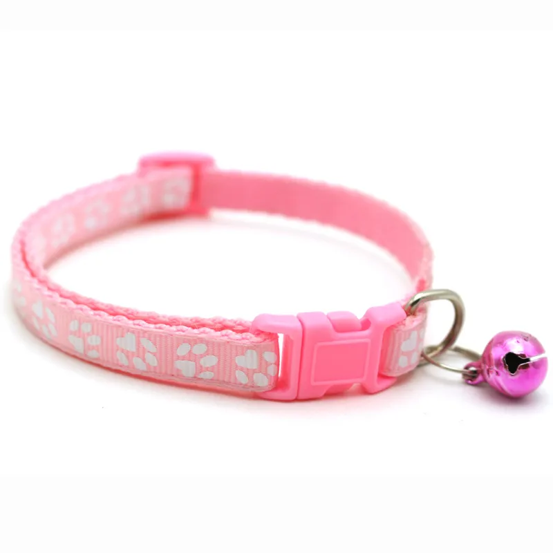 🐾 Collier pour petit chien – Motif Pattes avec Clochette
