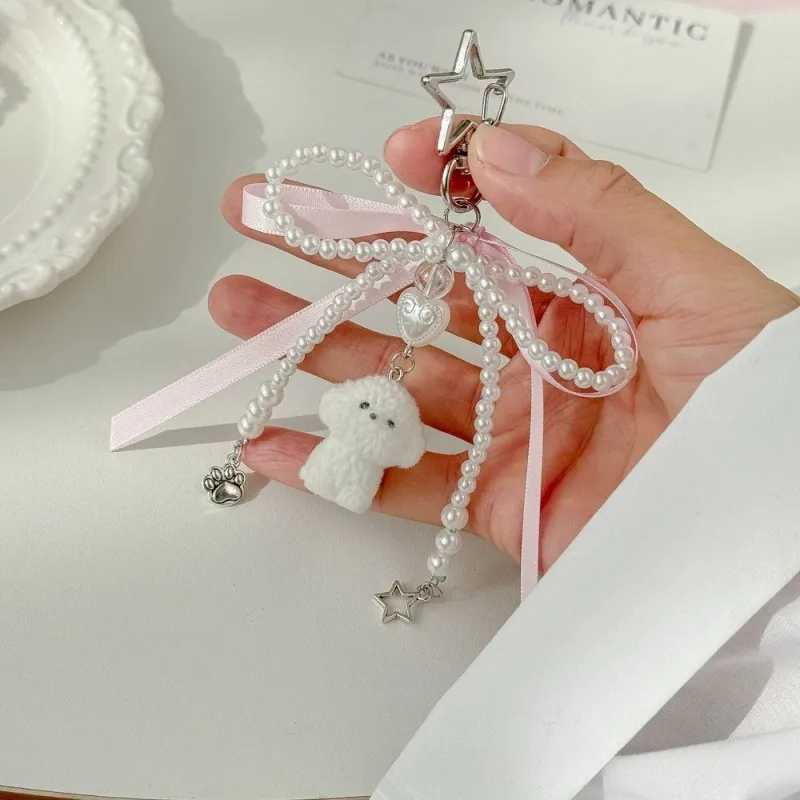 ⭐ Portachiavi a forma di cane con perline kawaii – Papillon