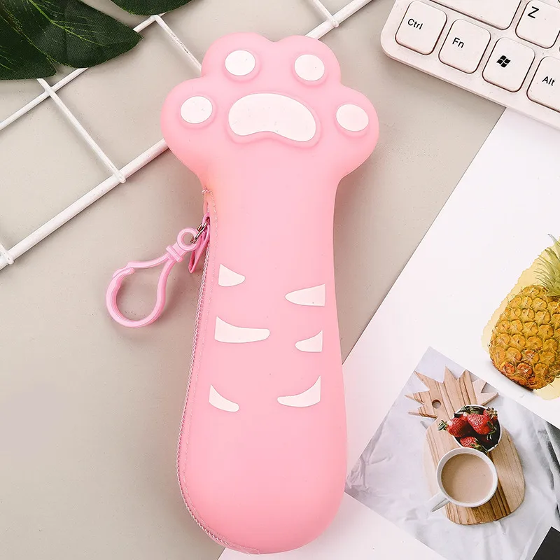 🎒 Trousse Patte de Chat en Silicone – Bleu ou Rose 🐾