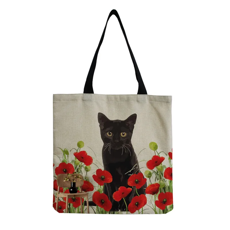 Cabas Chat & Coquelicots – Sac poétique