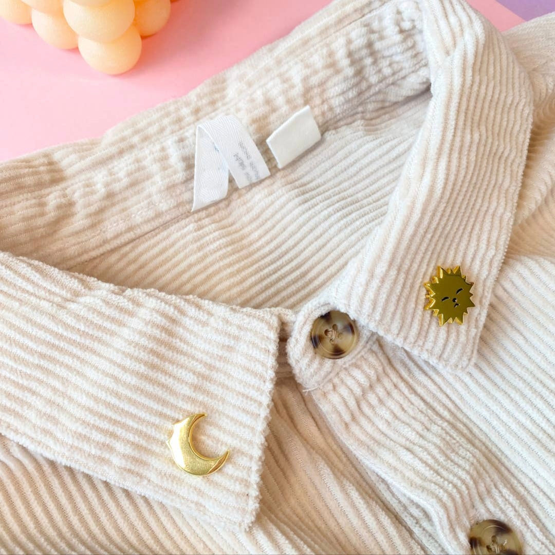 🌞 Duo Mini Pins Chaton Soleil & Lune – Création Art by Leonie Jonk