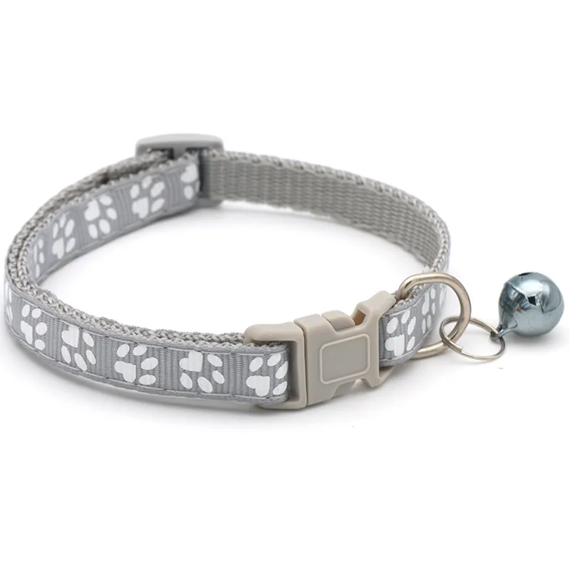 🐾 Collier pour petit chien – Motif Pattes avec Clochette